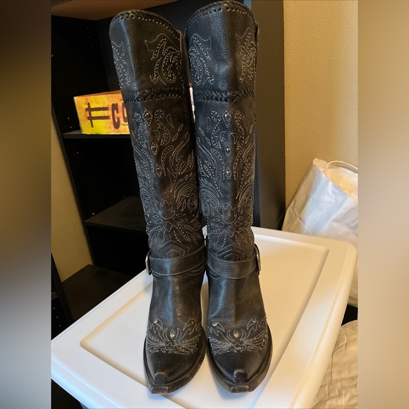 Corral Whip Stitch Black Boots -9.5 - Picture 5 of 7